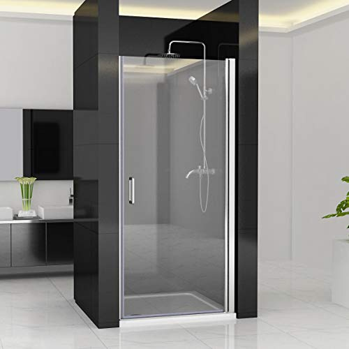 Nischentür 90 x 195 cm Duschabtrennung 180° Schwingtür Rahmenlos Duschwand Dusche 6mm NANO Echtglas
