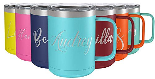 Tazza da caffè personalizzata da 450 ml con coperchio a prova di spruzzi Lite blu finitura opaca incisa tazza personalizzata regalo in acciaio inossidabile tazza isolata sottovuoto