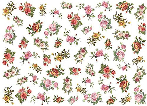 Zita`s Creative Reispapier A3 - Rosen mit Akazien. Motiv-Strohseide, Strohseidenpapier, Decoupage Papier