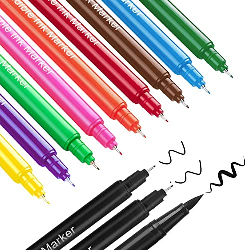Fanika 12Pcs Edible Markers for Cookie Decorating, Upgrade Double Side Ultra Fine Tip Food Coloring Pens for Cakes Decorating,Fondant,Easter Eggs,Macaron,Frosting - With 3PCS Black Set