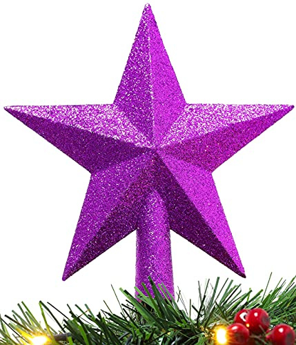 Christmas Concepts® 200mm (8) Glitter Tree Top Star Decoration – Christmas Tree Topper (Purple)