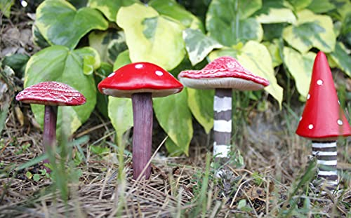 Garden Mile Set Of 4 Red Garden Mushrooms Ornaments Outdoor Weatherproof Toadstool Mini Statues Indoor And Outdoor Resin Garden Mushrooms Ornaments For Plant Pot Patio Flowerbed
