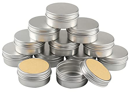 BasicPacking 50 Stück 50ml Silber Leere Rund Aluminiumdose mit Schraubdeckel Alu-Dose Aluminium Schraubdose Cremedose Kerzendosen Kosmetikdosen Blechdosen Aludose mit 50 Stück 40mm Aufkleber