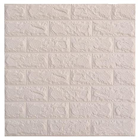 XiinxiGo Papier Imitation Brique Papier Peint Autocollant Stéréoscopique de Pierre de Papier Peint de Brique Imperméable pour Décoration de Sofa de Mur de TV,Blanche,4Pièce(50 * 25 CM *7MM)