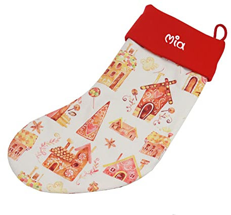 MEIN NAME Nikolausstiefel aus Stoff Schrift (Rot_Lebkuchenhaus)