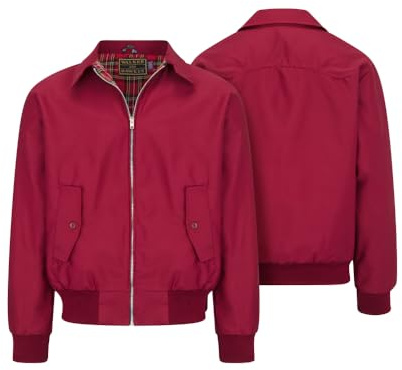 WALKER AND HAWKES - Herr svart klassisk Harrington sport smart casual vårjacka, vin, 3XL