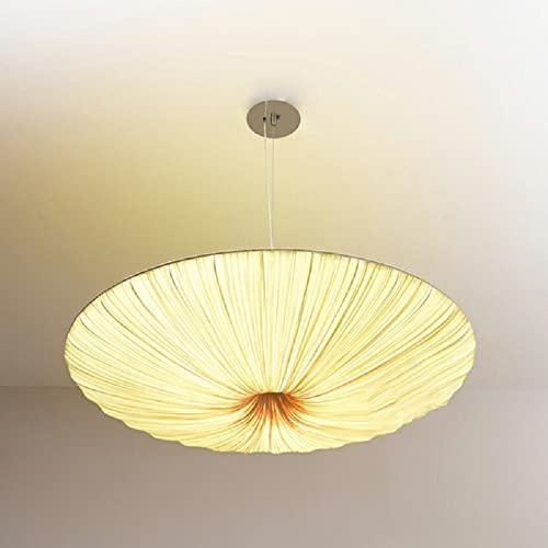XINDAR Fabric Pendant Light, Umbrella Shape Pendant Lamp Contemporary Fabric Art Deco Suspended Light in Beige (31.5 Inch)