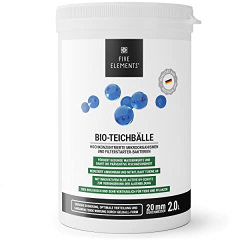 FIVE ELEMENTS® Bio-Teichbälle | Filter-Bakterien | hilfreich im Herbst | Mikroorganismen zur Teich-Reinigung | vorbeugend gegen Algen | 2 L