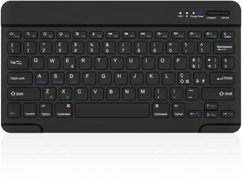 HZD Tastiera Wireless Bluetooth, Rechargeable Tastiera Universale Ultra Sottile per Tablet, per Tablet Samsung/IOS/Android/Windows/Telefoni, Layout Italiano QWERTY