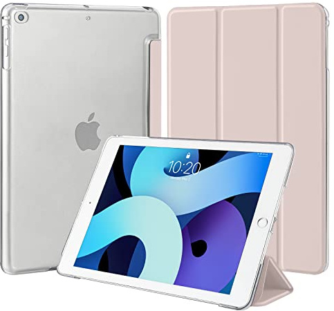 4UBonLife Custodia per iPad 6a /5a Generazione 9,7 Pollici 2018/2017, per iPad Air 1 2013/Air 2 2014 Cover Protettiva Rigida, Sottile e Leggera con Traslucida Posteriore Opaca Cover, Rosa