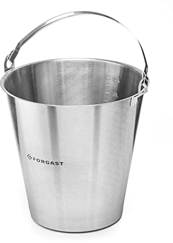 Forgast Secchiello in Acciaio Inox, 12 Litri, Secchio Senza Anello, Secchiello da Cucina, Secchiello per il Latte, per Mangimi, Raffreddatore per Champagne, Scala Pratica all'interno