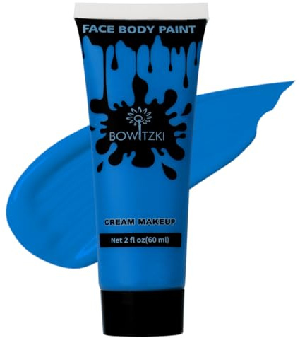 Bowitzki Peinture pour le visage et le corps - 2 oz - Crème - 60 ml - Effet spécial pour adultes et enfants - Halloween - Fête de Noël - Cosplay (bleu)