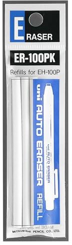 Uni-Ball ER100PK Druckbleistift-Radiergummi-Nachfüllung für EH100P – Weiß – 1 Packung mit 3 Nachfüllungen