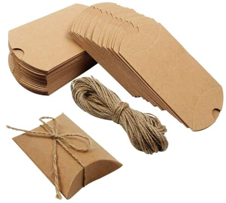 Mobestech 100stücke Kissenboxen Aus Kraftpapier Für Hochzeitsgeschenke Und Partytüten Und Leicht Für Süßigkeiten Und Kleine Überraschungen