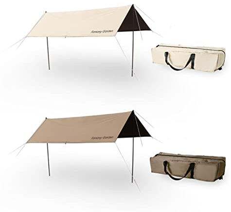 MekUk Vorzelte Camping -TARP -Schutz 4m x 3m leicht UV Schutz und PU 4000 mm wasserdicht, Baldachin for Strand, Camping, Fischen, Picknick (Color : Brown)