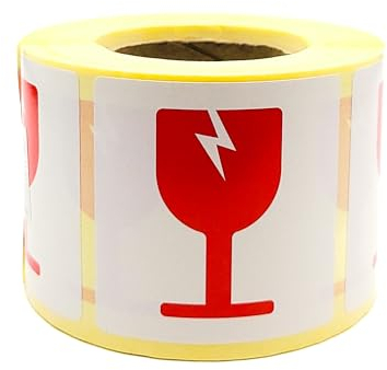 MD Labels Warnetiketten auf rolle 50x50mm – 500 – Vorsicht zerbrechlich - Handle with care – Fragile Attention Versandaufkleber – Paketaufkleber