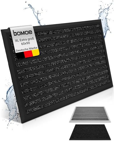 bomoe XXL Fußmatte Außen rutschfest Rostfrei Fussabtreter Gitter | 60x90cm Anthrazit Outdoor-Fußmatte Fußabstreifer Fusmattenteppich Aussenbereich Eingang Schmutzfangmatte Türmatte AluGant