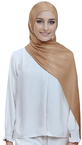 Lina & Lily Sheen Shimmer Women's Crepe Scarf Shawl Wrap Head Hijab Lightweight (Bronze)