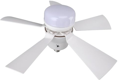 Lumière de Ventilateur de Plafond, Ventilateur de Plafond à intensité Variable avec Lumière avec Lumière Petite Lampe de Ventilateur pour Ampoule Chambre Cuisine Salon (WHITE)
