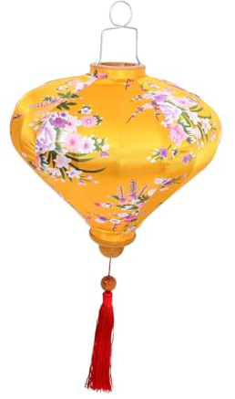 KONTONTY Vietnamesische Laterne Gelb Outdoor HäNgelaterne Aus Tuch Mit Quasten FüR Hochzeit Garten Und Festliche Dekoration Asiatisches Laternendekor