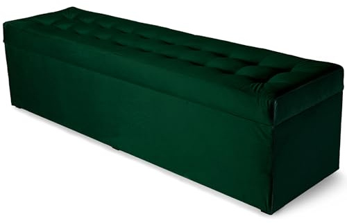 MG Design Polsterhocker 45 x 160 cm Grün mit Stauraum (ca. 190 L), belastbar bis 300 kg, sofort einsatzbereit & pflegeleicht – für Wohnzimmer, Schlafzimmer & Flur
