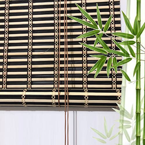 Natural Bamboo Roller Blind - Bamboo Slat Roll Up Blind, Wood Window Shades Blinds, Custom Roman Shades for Indoor/Outdoor Decor, Breathable Curtain