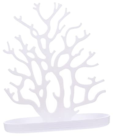 Holibanna Organizador de Joyas Colgante en Forma de Coral Blanco, Soporte Práctico de Pp para Almacenamiento y Exhibición de Pendientes y Anillos en Casa o Tienda