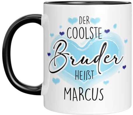 Tasse personalisiert mit Namen - Kaffeetasse mit Spruch - der coolste Bruder - Namenstasse - witzig - Geschenkidee - Familie - Geburtstagsgeschenk