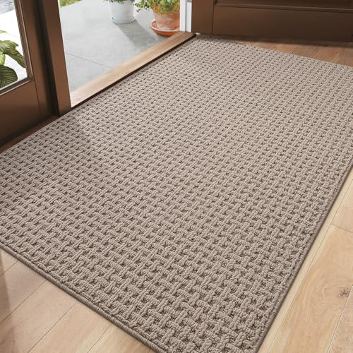 DEXI Schmutzfangmatte Innen 90 x 150 cm, rutschfest Fußmatte, absorbierend Fussmatte, waschbar Türmatte für Hund, Eingang, Haustür & Flur, Helles Taupe
