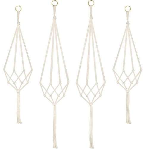June tech Hanging Planters Baskets, 4 Pcs Cotton Rope Macrame Plant Hanger, Wall Hanging Flower Pot Holder for Indoor Outdoor Balcony Decoration - 80CM & 100CM