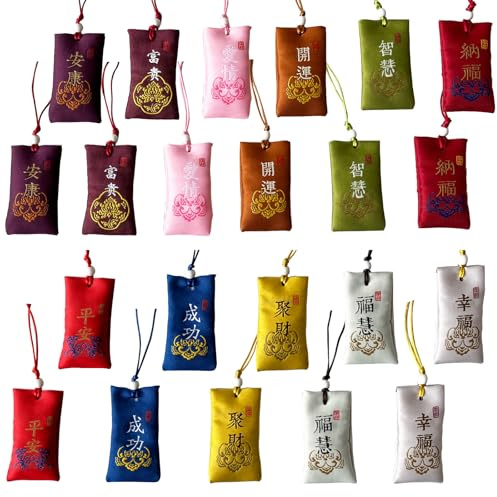 Fayemint 22 Piezas Bolsa de Bendición, Suerte Amuleto Japonés, Bordado, para Macetas, Espejos de Automóviles, Puertas