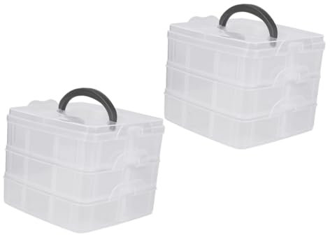 AOKWAWALIY Lot de 2 boîtes de rangement - Mini mallette de maquillage - Accessoires - Boîtes de rangement - Boîtes de rangement créatives - Boîtes à outils de classification - Acrylique transparent