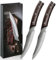 SYOKAMI Steak Knives Set of 2, 4.8 Inch High-Carbon Japanese Stainless Steel Non-Serrated Meat Knife with Wood Handle, Damascus Pattern Full Tang Design, Razor-Sharp Dinner Knives with Gift Box