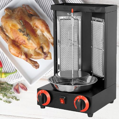 Asador Giratorio Vertical A Gas Gyro Para El Hogar, Horno Asador Para Barbacoa, Con 2 Quemadores Para Asar Pollo, Asar Pavo, Tacos Y Asar,Black-110V