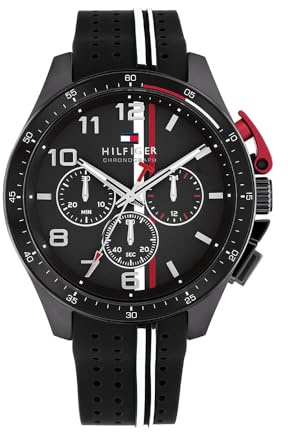 Tommy Hilfiger Chronograph Quartz Watch for Men with Black Silicone Bracelet - 1792168