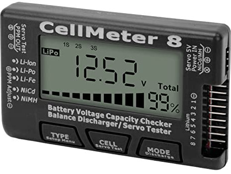 Battery Detector Balancing Discharger, LiPo Battery Capacity Checker Servo Tester with Voltage Testing Accuracy, for LiPo, LiFe, Li Ion, NiCd, NiMH (Black)