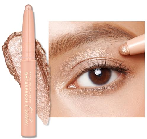 Oulac Dreh Lidschatten Stick Nackt Schimmerndes Finish – Wasserfest & Wischfest, Hält 16 Stunden+, Cremig-seidige Textur, Vegan WS01 Champagne Tower