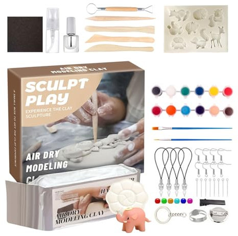 Ceprznvey Argilla autodurcante, 12 colori, pittura morbida, modellazione senza cottura, pasta modellabile per interni esterni, famiglia, scuola, pittura, adolescenti e