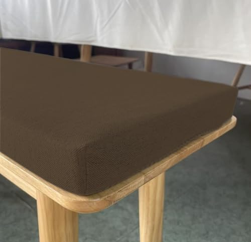 AZMAHT Sitzkissen Bank Bankkissen Aus Natürlichem Leinenstoff rutschfeste Bankauflage mit Abnehmbarer Kissen Outdoor für Gartenbank,Fensterbank,Schaukeln,Balkonmöbel,Braun,80X50X5cm
