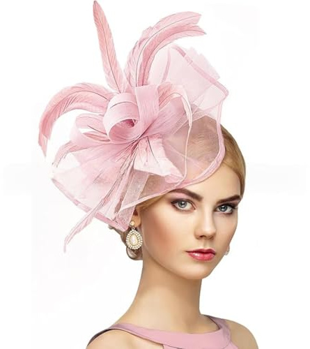 Michear Fascinator Stirnband Pillbox Hut große Blume Hochzeit Braut Kopfschmuck Kopfschmuck Rennen Derby Ascot Hut für Flapper Haarschmuck Junggesellinnenabschied Abschlussball Abend, rose