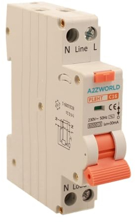 Interruttore Differenziale Magnetotermico 1 Modulo 16A C16, 1P+N 6kA 30mA 220V, RCBO Slim Tipo AC Curva C, Serie PL8HT Professionale