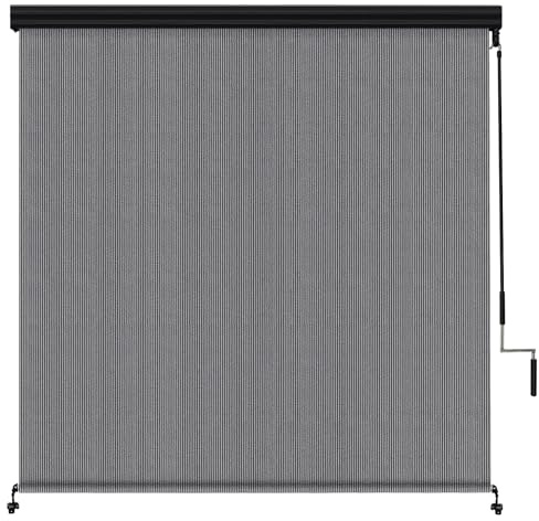 Artpuch Premium 8' W x 8' H Outdoor Roller Shade for Patio, Cordless Roll Up Blinds with Aluminum Valance, Privacy Screen for Porch Pergola Gazebo, 2 Poles & 1 Fabric, Grey
