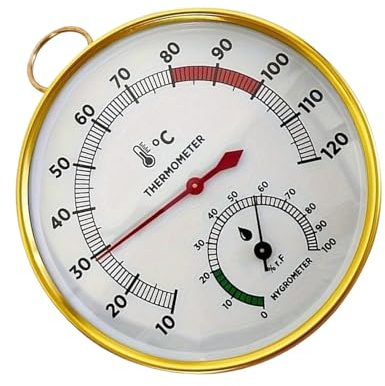 Sauna Hydrothermograph – 3 Inch Gauge | Metal Sauna Meter – Climate Control Monitor ensures Precise Temperature Humidity Tracking with a Metal Build Ideal for saunas bathrooms Showers and steam Rooms
