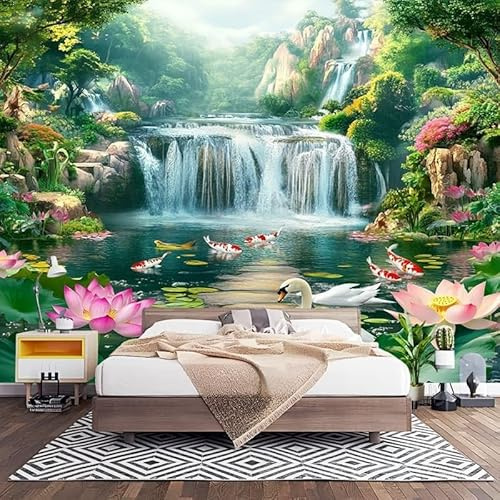 Fotomurales XL 250x175 cm Paisaje de JardíN JaponéS Impermeable Papel Pintado Tejido no Tejido Verde Decoración de Pared Moderna Murales para Pared Salón Cocina Baño Pasillo Comedor