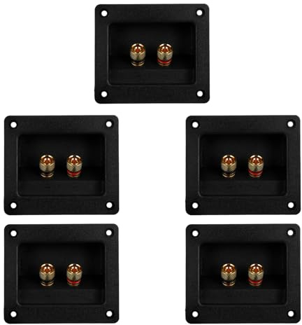 Tofficu 5pezzi Terminali per Altoparlante Post Binding a 2 Vie, Copriterminale Quadrato in Lega e Rame, Conduttività Eccellente per Subwoofer e Audio Auto Professionale