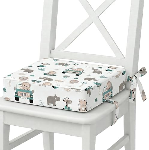 Alzador Silla para Niños Comer 32x32x8 cm – Cojín Elevador con Correas Ajustables y Base Antideslizante – Funda lavable en lavadora a 30 grados espuma firme África