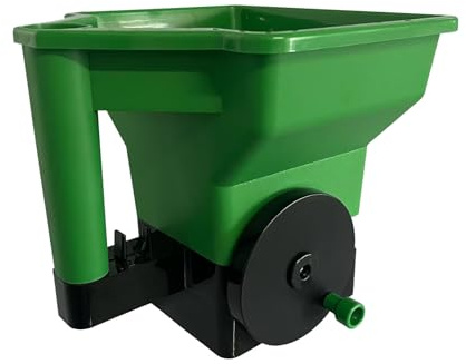 3L Handstreuer Handstreuer Hofstreuer Große Raumkapazität Streuwagen Gartensämaschine Für Wohnfarm Einfach zu Bedienen Futter- Und Streuer Einstellbar (Green, 23x24x21cm)