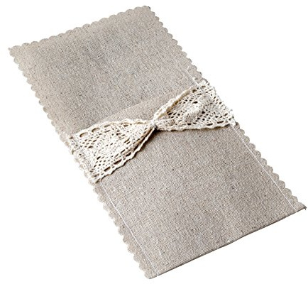 Mopec Spitzendeckchen Sackleinen und für Besteck, Stoff, Braun, 3 x 11 x 22 cm, 10 Stück