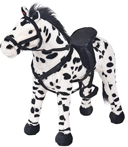 vidaXL Plüschtier Pferd schwarz und weiß XXL Puppe Kinder Baby Haus