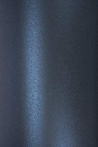 Netuno 10x Perlmutt-Karton Dunkel-Blau DIN A4 21 x 29,7 cm 250g Majestic Kings Blue Effektkarton glänzend Feinkarton Perlmutt glänzend für Einladungs-Karten Basteln Glanzkarton edel